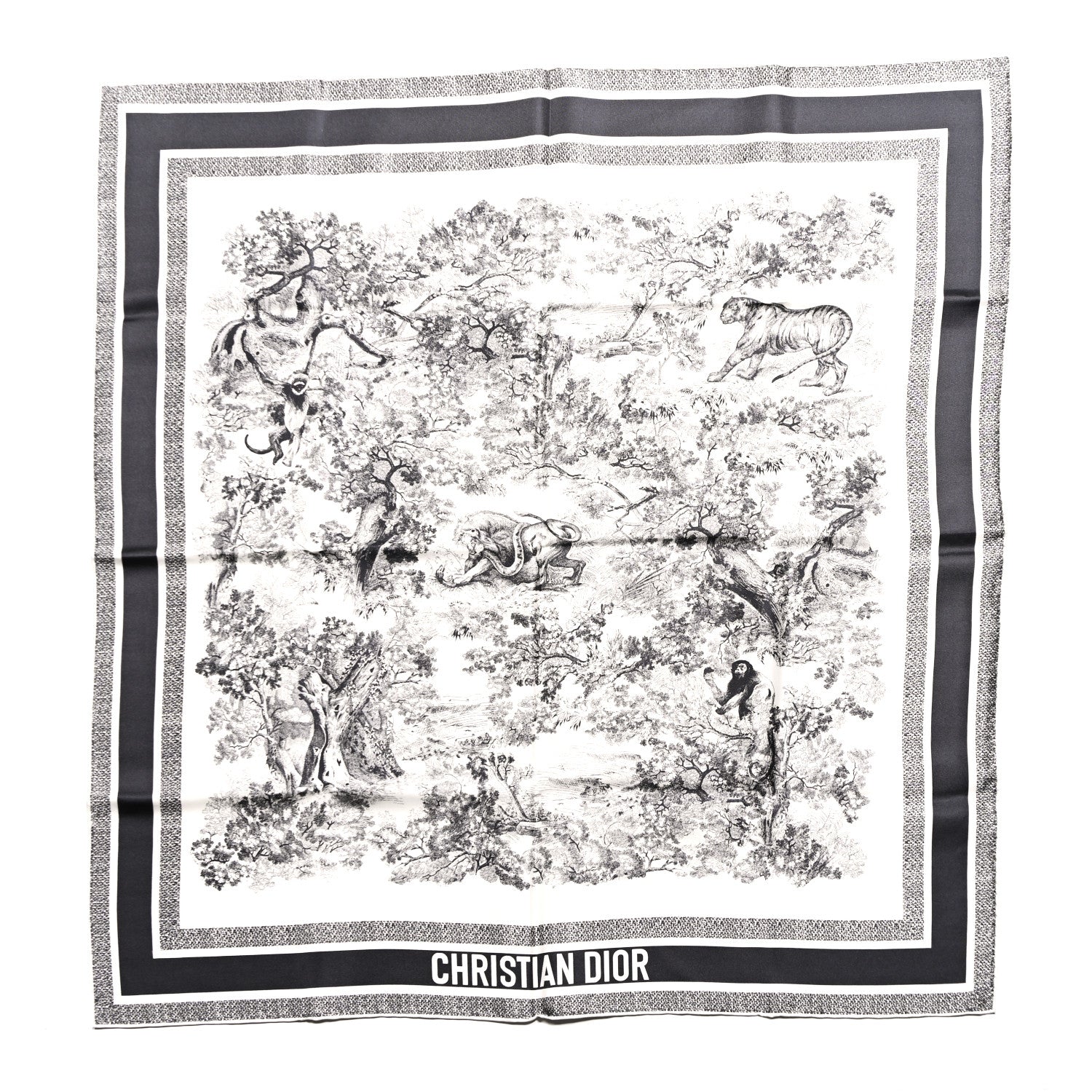 Christian Dior Silk Toile De Jouy Scarf Blue Marine 1 of 3