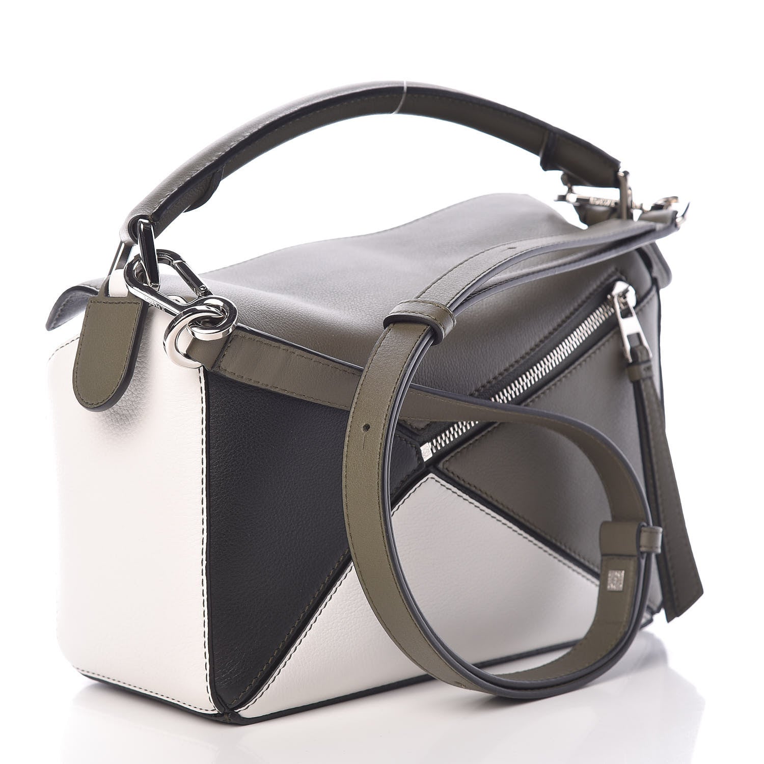 Loewe Calfskin Small Puzzle Bag Khaki Green Soft White 3 of 9