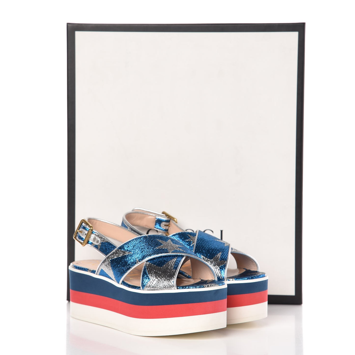 Lurex Starry Sky Crossover Platform Sandals 35 Bleuette Silver