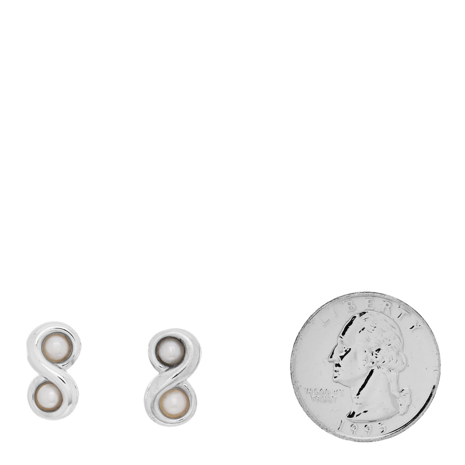 Tiffany Sterling Silver Pearl Infinity Earrings 2 of 4