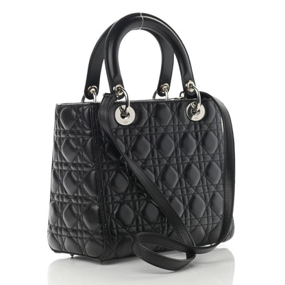 Christian Dior Lambskin Cannage Medium Lady Dior Black 3 of 11