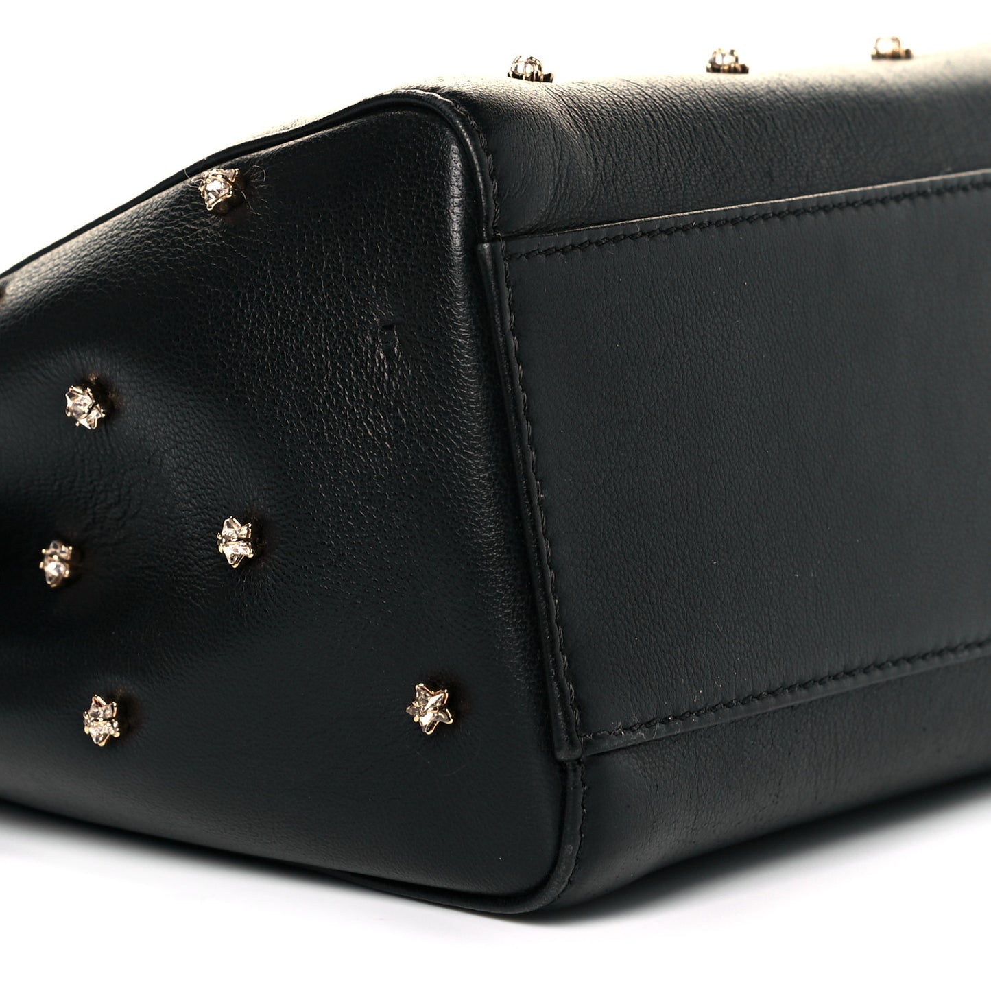 Nappa Crystal Studded XS Peekaboo Iconic Satchel Black