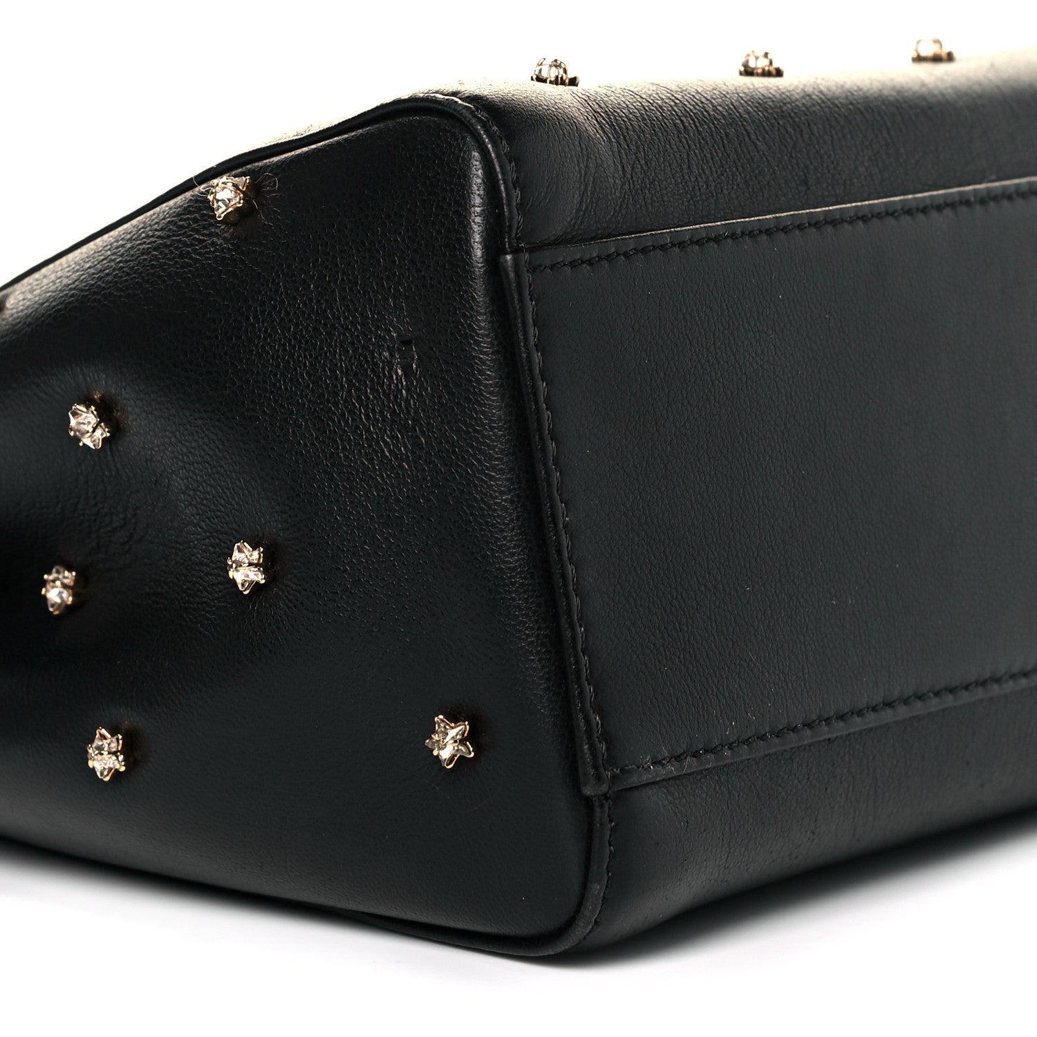 Fendi Nappa Crystal Studded XS Peekaboo Iconic Satchel Black 7 of 8