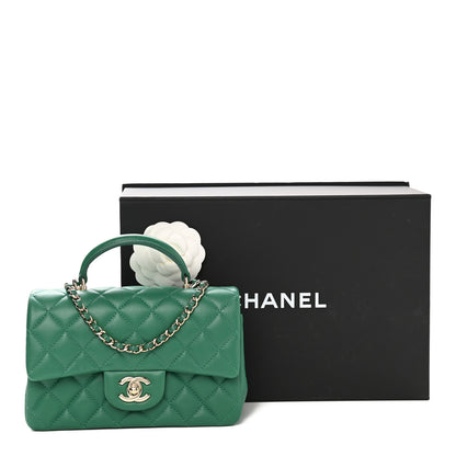 Chanel Lambskin Quilted Mini Top Handle Rectangular Flap Green 11 of 11