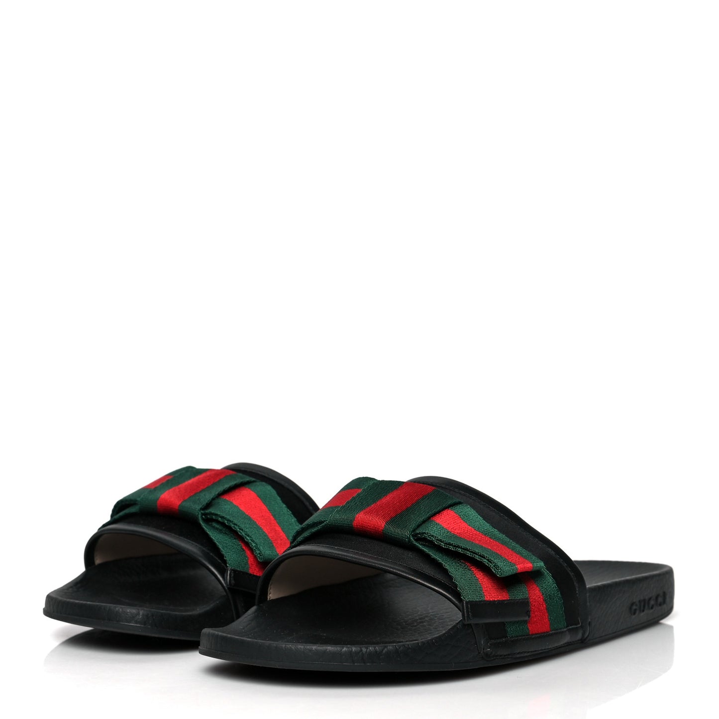 Satin Web Bow Slide Sandals 40 Black
