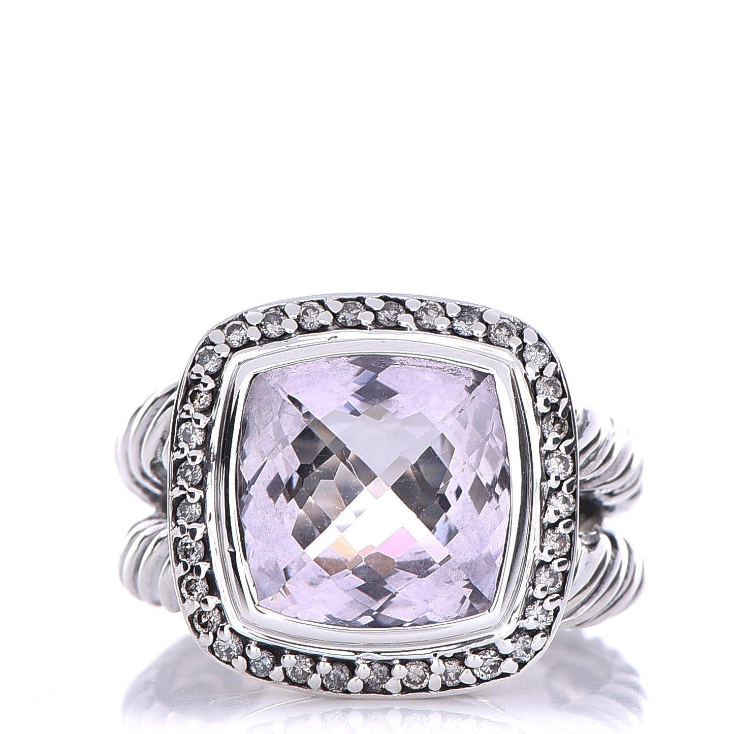 Sterling Silver Diamond Morganite 11mm Albion Ring 56 7.75