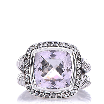 David Yurman Sterling Silver Diamond Morganite 11mm Albion Ring 56 7.75 1 of 6