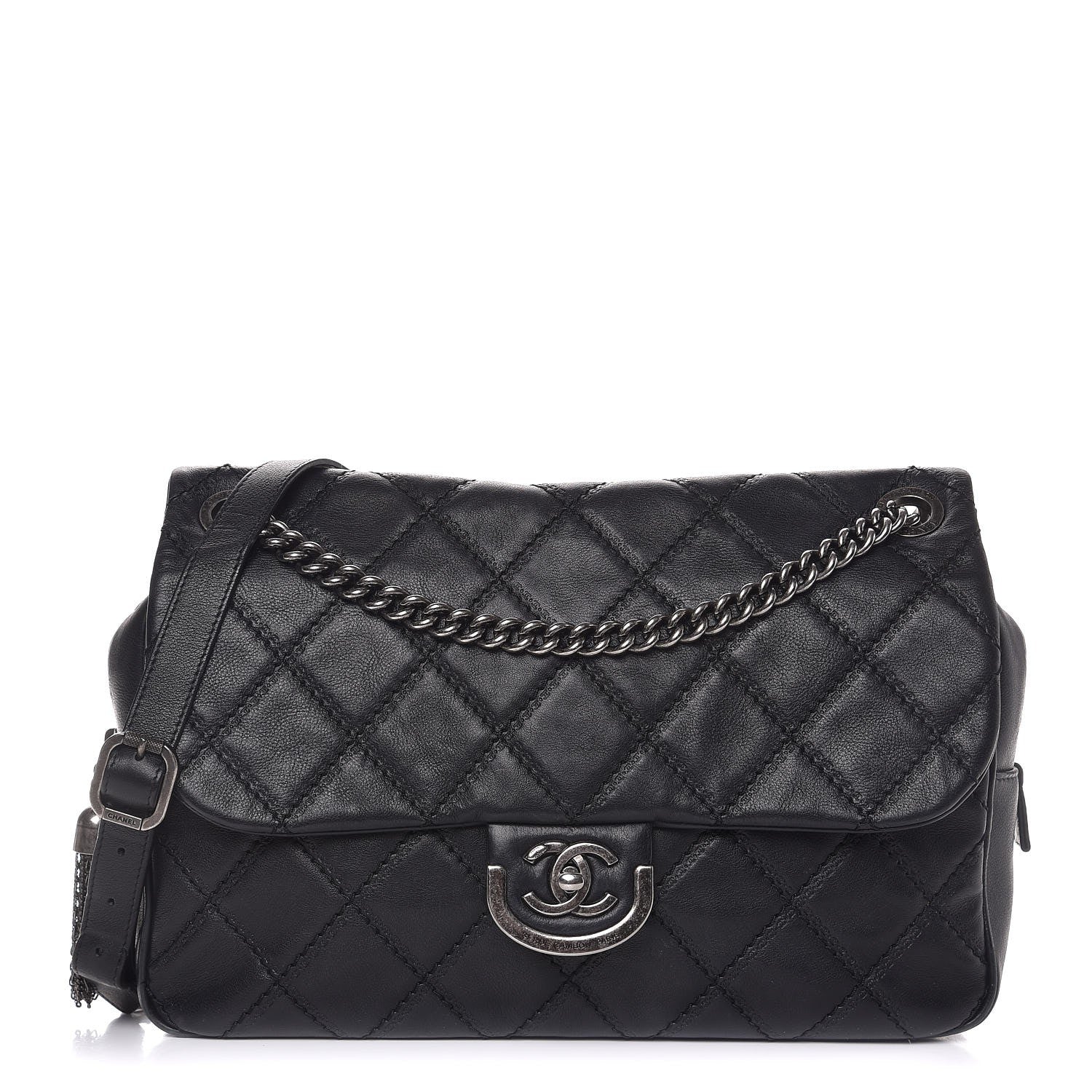 Chanel Calfskin Quilted Jumbo Coco Sporran Flap Black 1 of 13