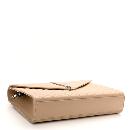 Saint Laurent Grain De Poudre Mixed Matelasse Large Triquilt Monogram Satchel Dark Beige 4 of 12