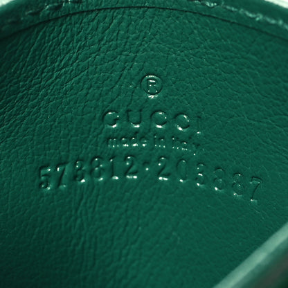 Gucci Azalea Calfskin Enamel Matelasse Diagonal Torchon GG Marmont Card Holder New Shamarock Emerald 6 of 7