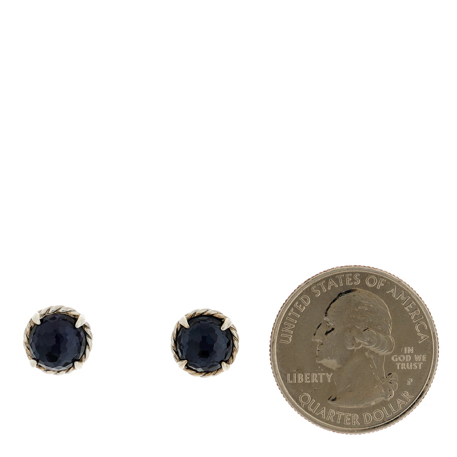 David Yurman Sterling Silver Black Orchid 8mm Chatelaine Earrings 2 of 4