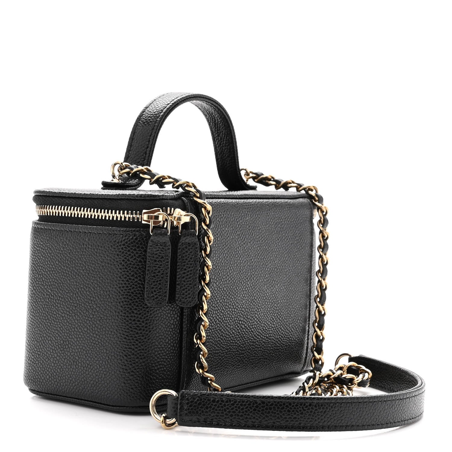 Chanel Caviar Quilted Top Handle Pocket Vanity Case Black 2 of 11