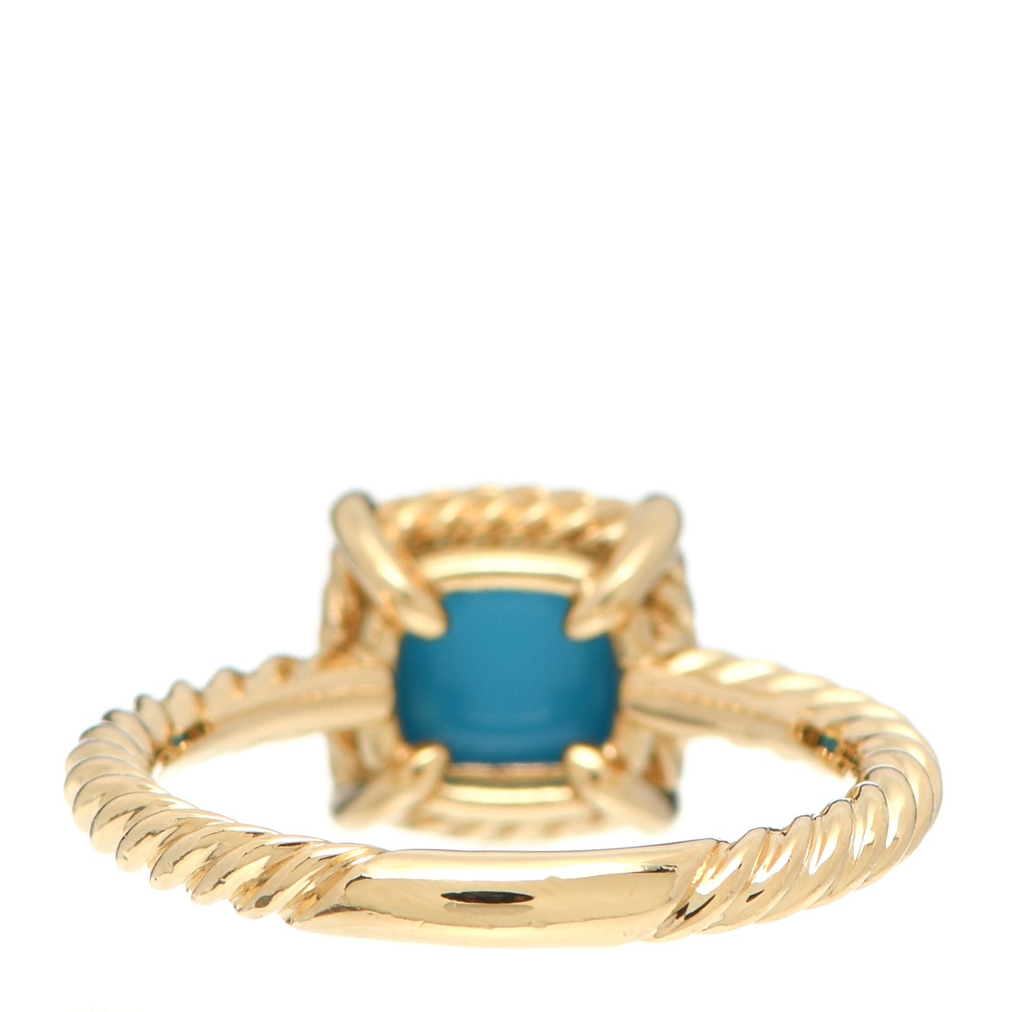 18K Yellow Gold Diamond Turquoise 7mm Chatelaine Pave Bezel Ring 54 6.75