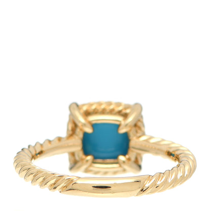 David Yurman 18K Yellow Gold Diamond Turquoise 7mm Chatelaine Pave Bezel Ring 54 6.75 3 of 4
