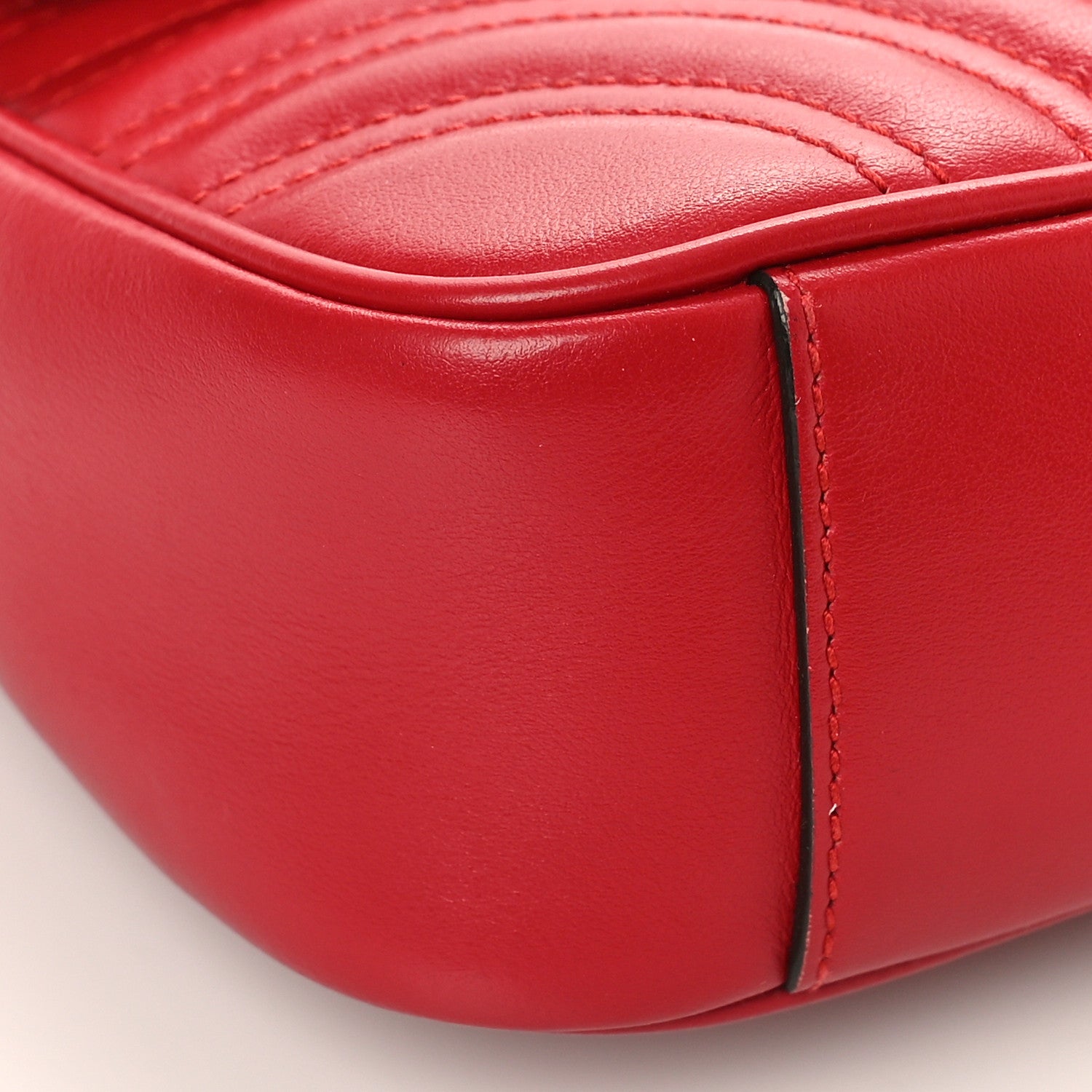 Gucci Calfskin Matelasse Mini GG Marmont Shoulder Bag Hibiscus Red 8 of 12