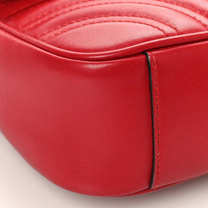 Gucci Calfskin Matelasse Mini GG Marmont Shoulder Bag Hibiscus Red 8 of 12