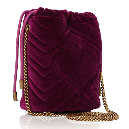 Gucci Velvet Matelasse Mini GG Marmont 2.0 Bucket Bag Fuchsia Violet Cyclamen 3 of 11