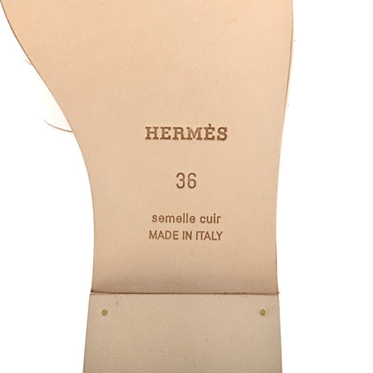 Hermes Box Calfskin Oran Sandals 36 White 7 of 8