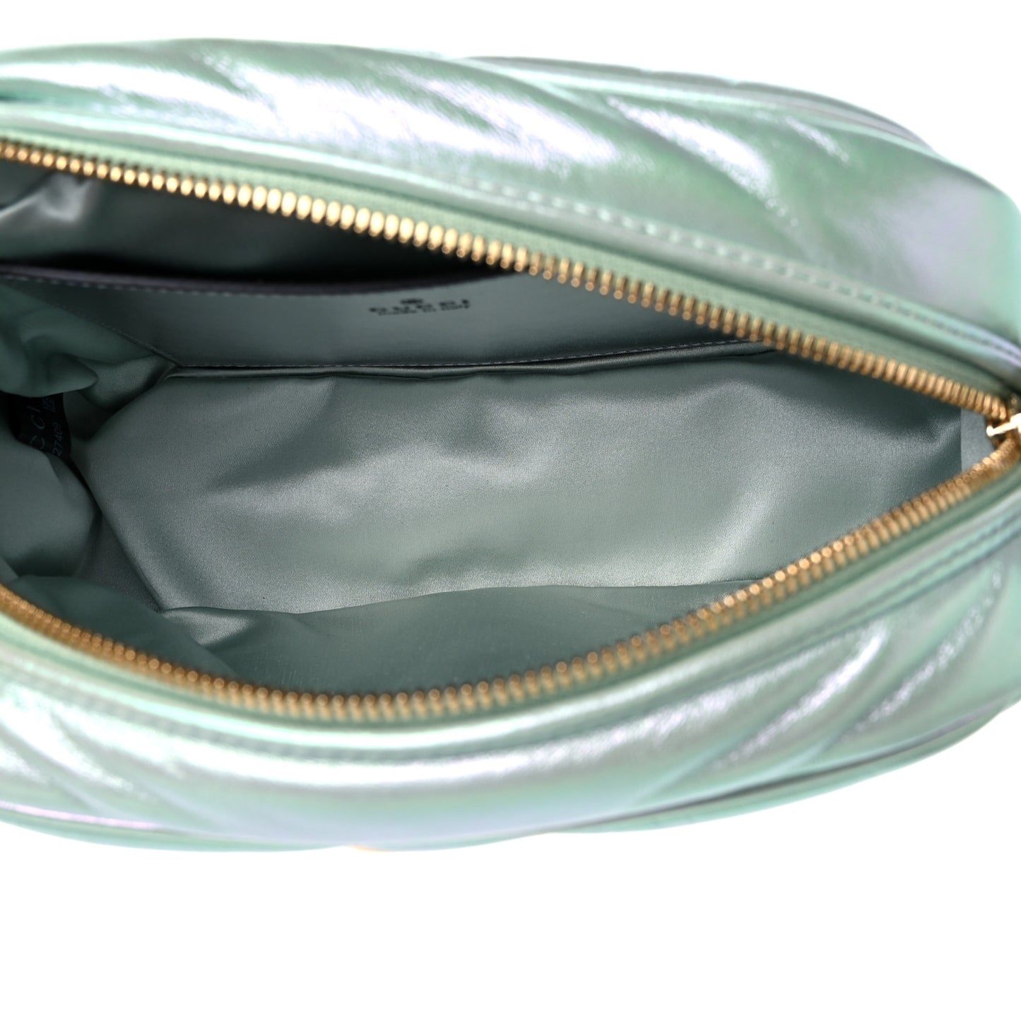 Iridescent Nappa Chevron Matelasse Small GG Marmont Chain Shoulder Bag Iridescent Salvy Green