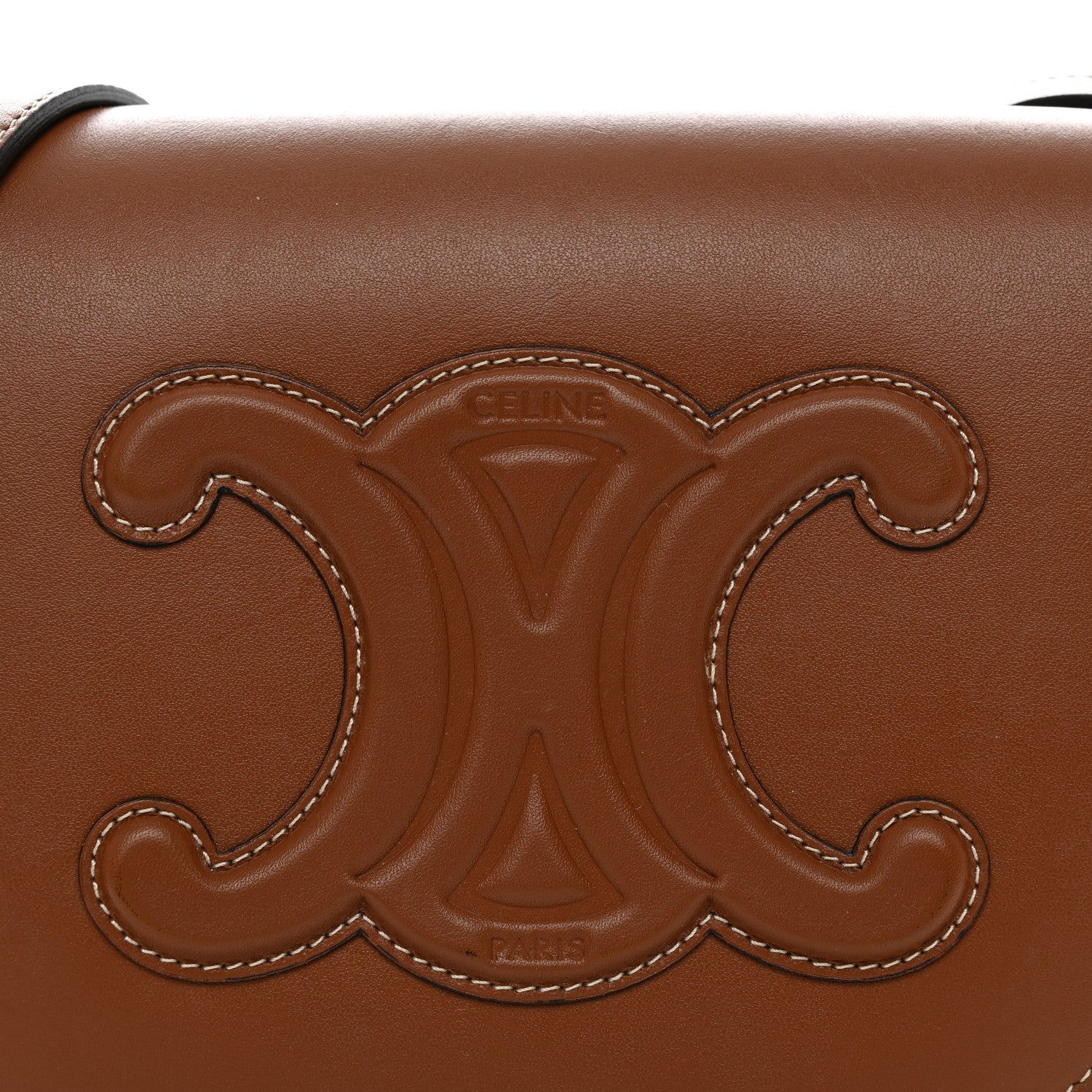 Celine Smooth Calfskin Cuir Triomphe Folco Crossbody Bag Tan 9 of 13