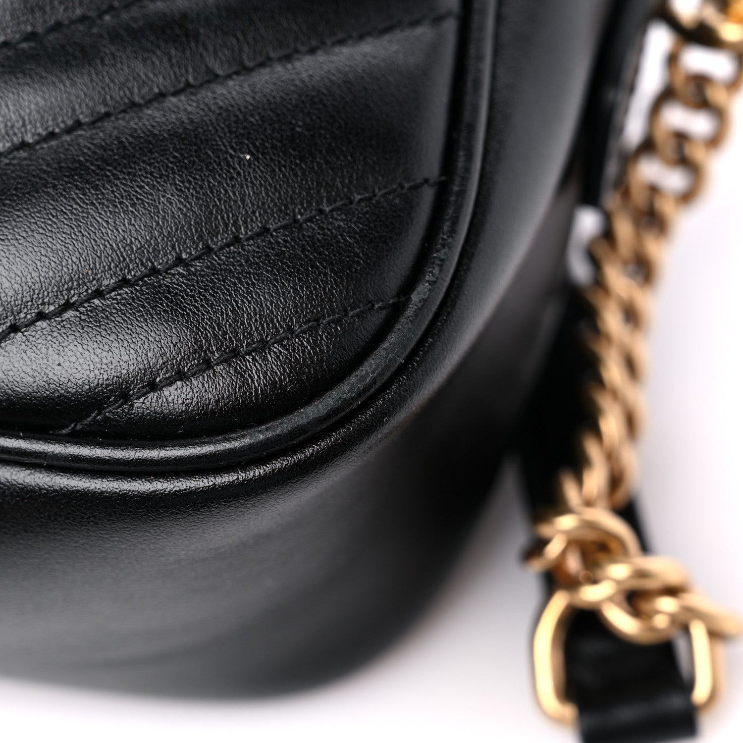 Gucci Calfskin Matelasse Small GG Marmont Chain Shoulder Bag Black 12 of 13