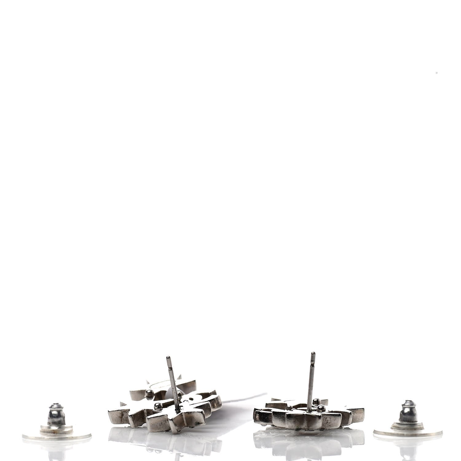 Chanel Crystal CC Star Earrings Silver 3 of 5
