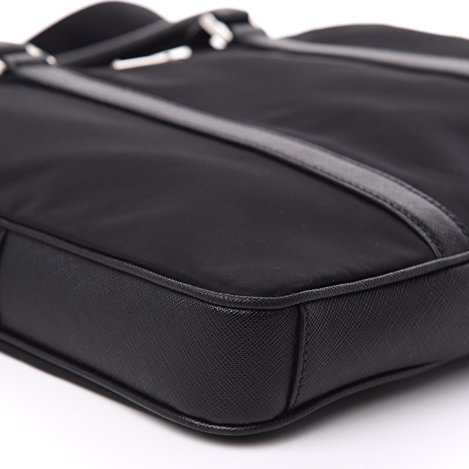Prada Tessuto Nylon Saffiano Metal Triangle Logo Work Bag Black 8 of 9