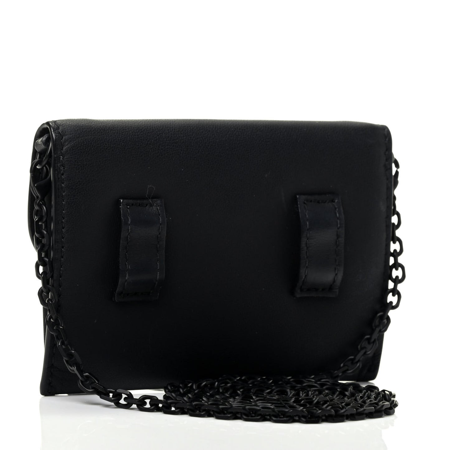 Ultra Matte Calfskin Nano Saddle Chain Pouch Black