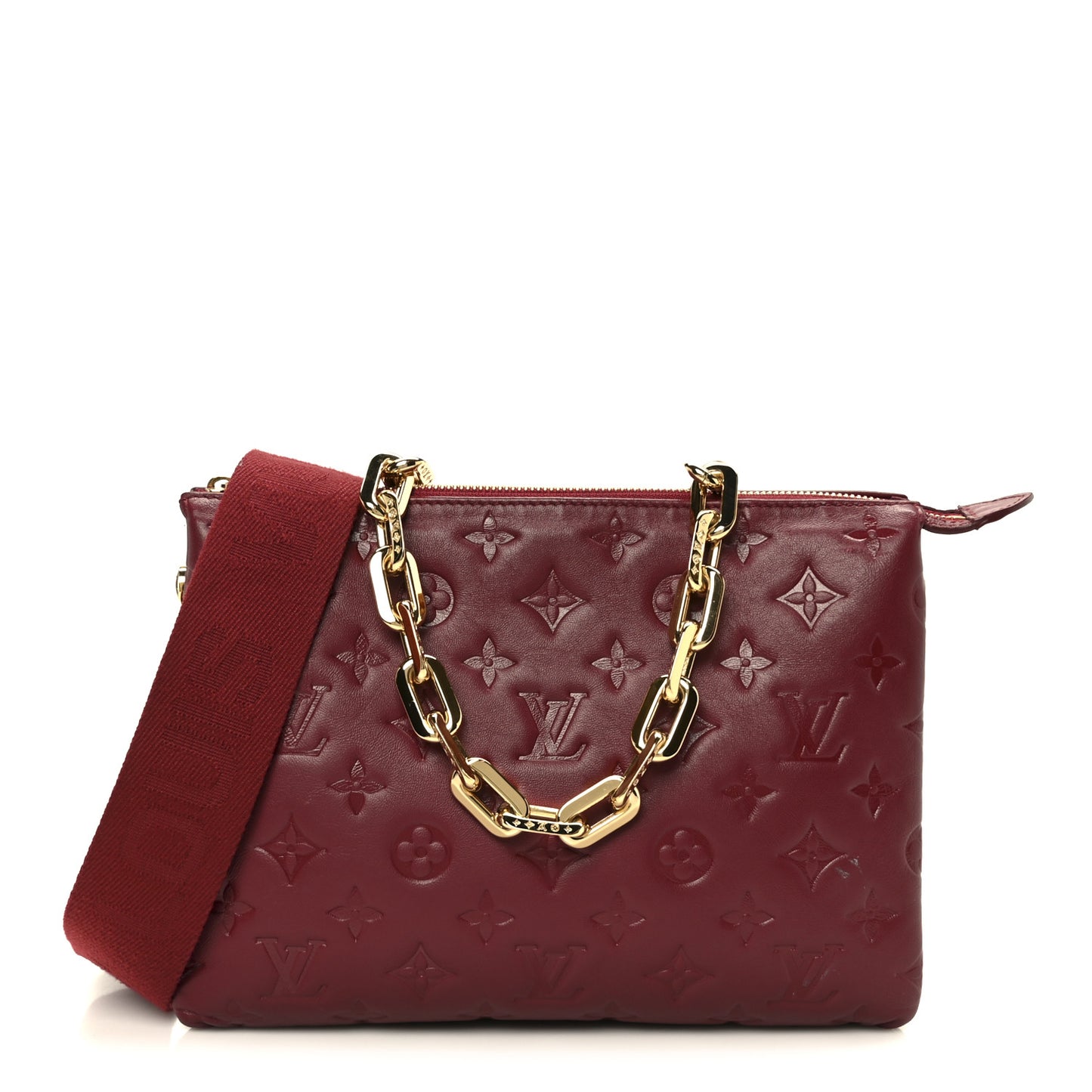 Lambskin Embossed Monogram Coussin PM Wine
