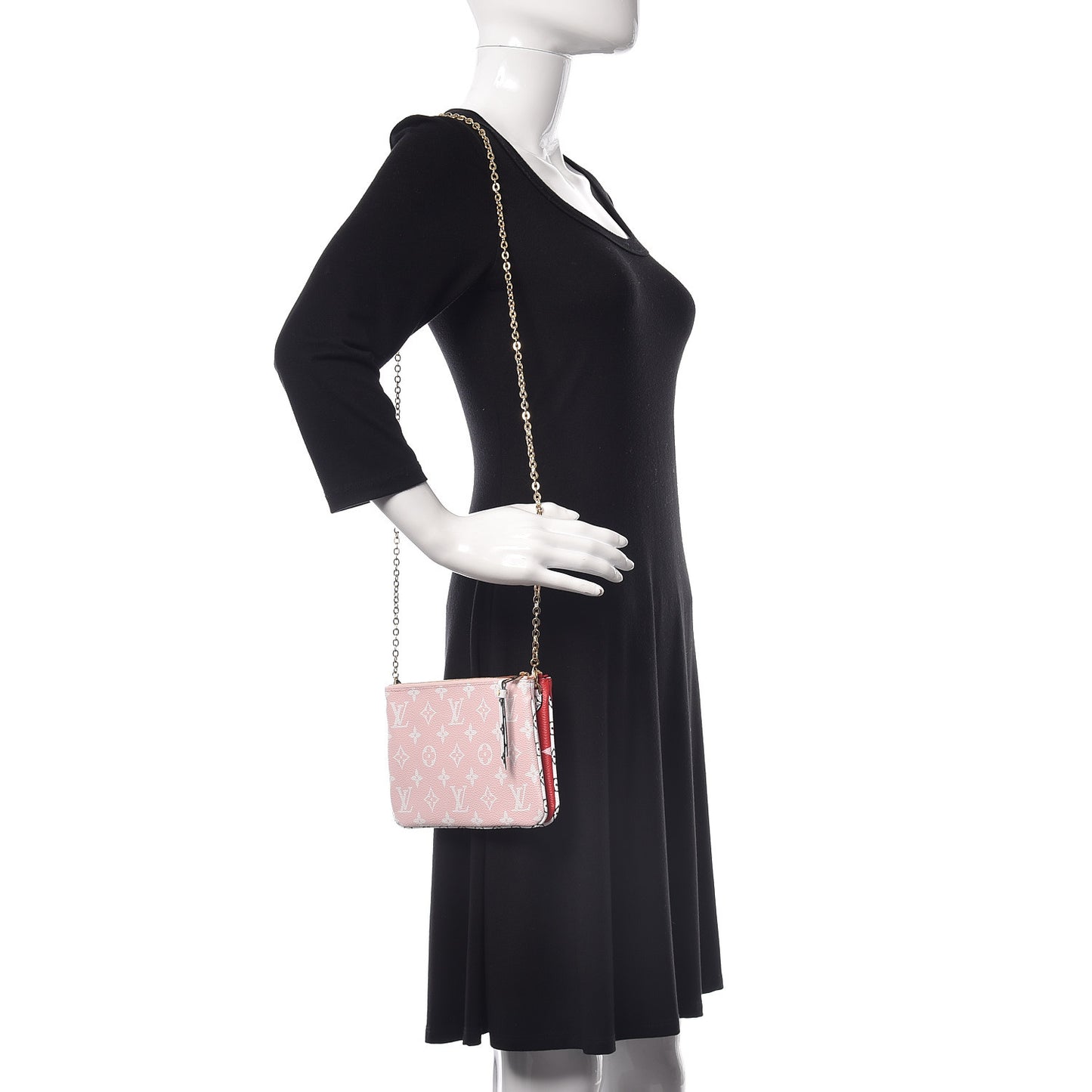 Monogram Giant Double Zip Pochette Rouge