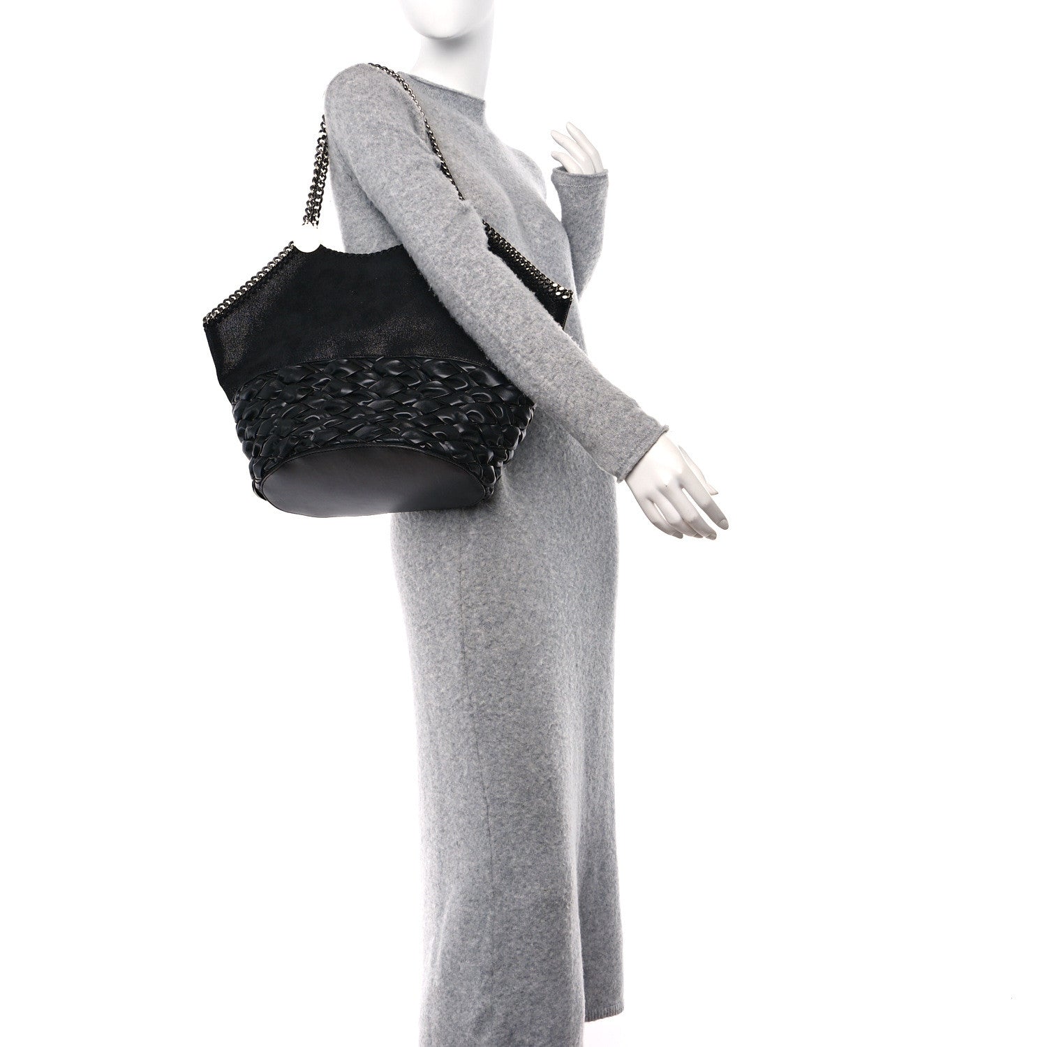 Stella McCartney Shaggy Deer Alter Mat Half Woven Large Falabella Tote Black 2 of 11