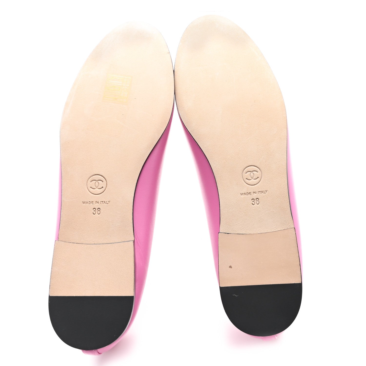 Chanel Calfskin Grosgrain Cap Toe CC Ballerina Flats 38 Pink Black 6 of 10