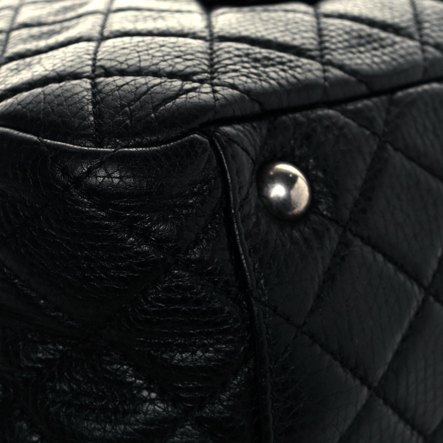 Calfskin Quilted XXL Travel Flap Bag Black
