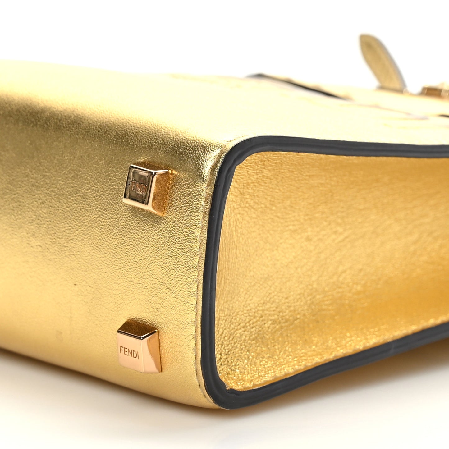 Vitello Catalan Mirror Plexiglass Mini Fendi Sunshine Shopper Tote Gold