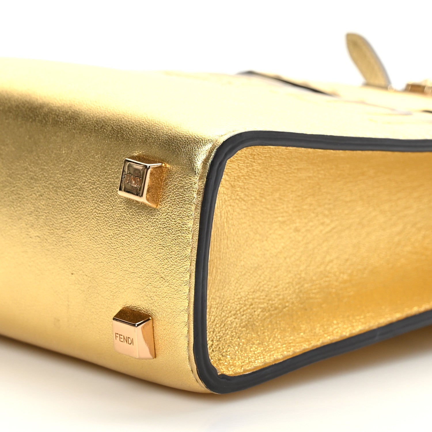 Fendi Vitello Catalan Mirror Plexiglass Mini Fendi Sunshine Shopper Tote Gold 9 of 9