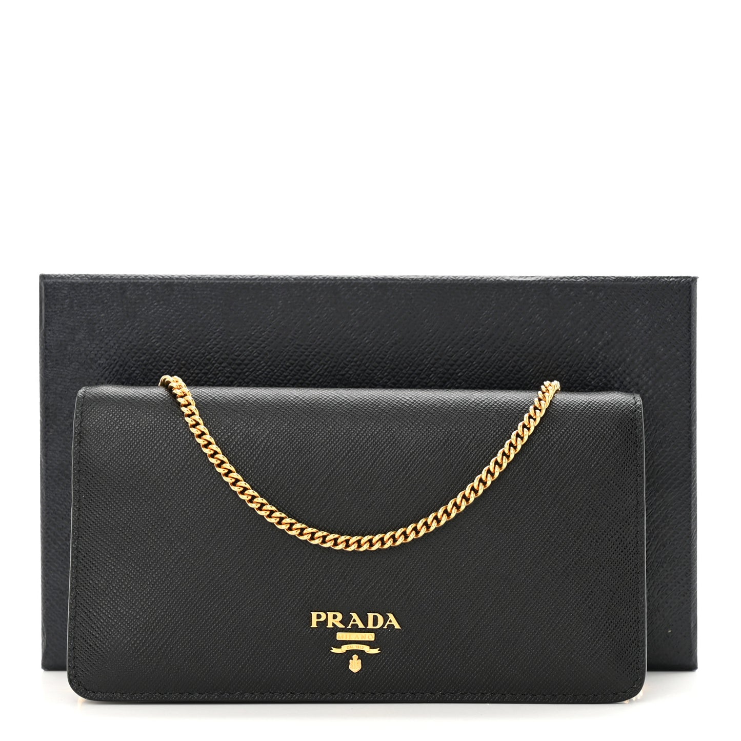Saffiano Metal Phone Wristlet Crossbody Wallet Black