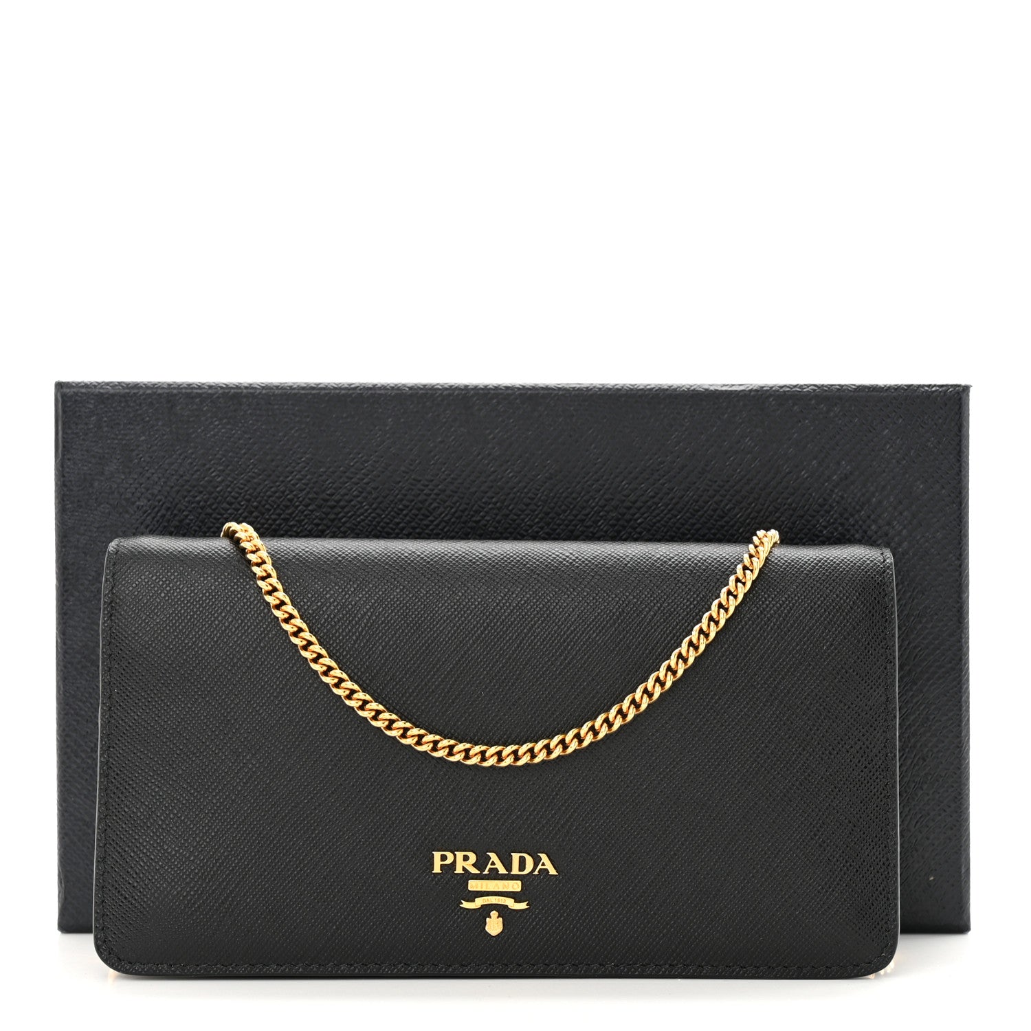 Prada Saffiano Metal Phone Wristlet Crossbody Wallet Black 10 of 10