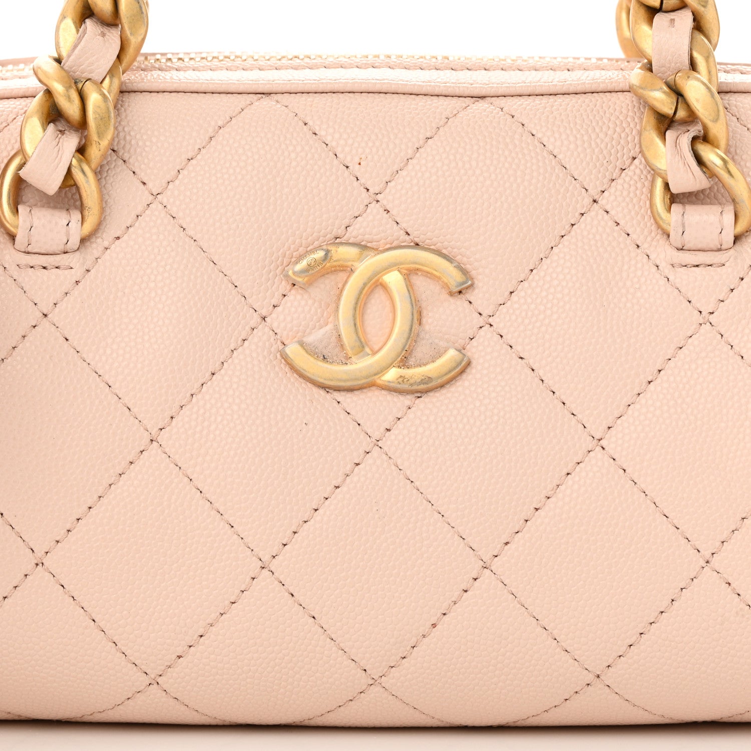Chanel Caviar Quilted Small Fashion Therapy Bowling Bag Beige 8 of 11