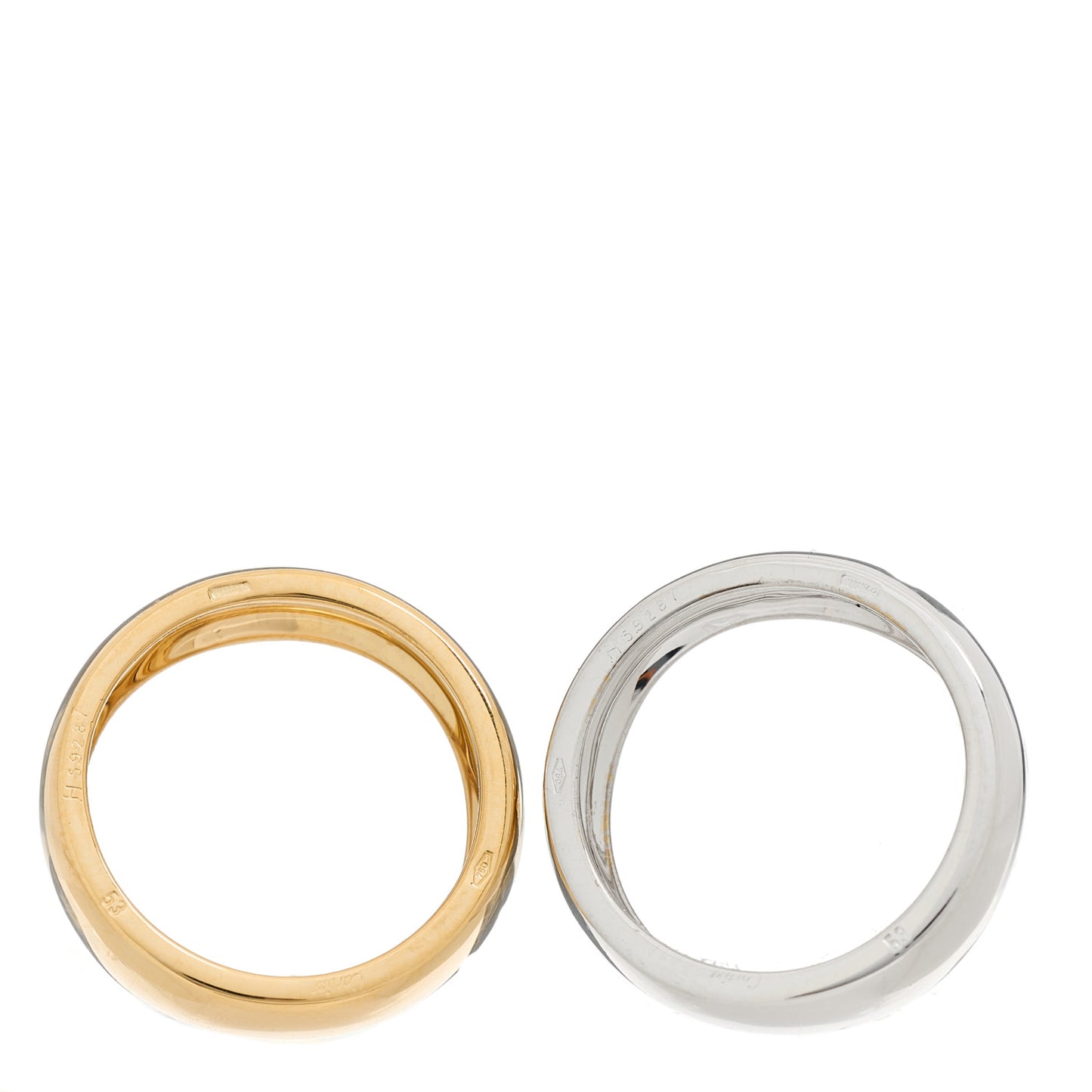 18K Yellow White Gold Love Me Band Ring Set of 2 53 6.25