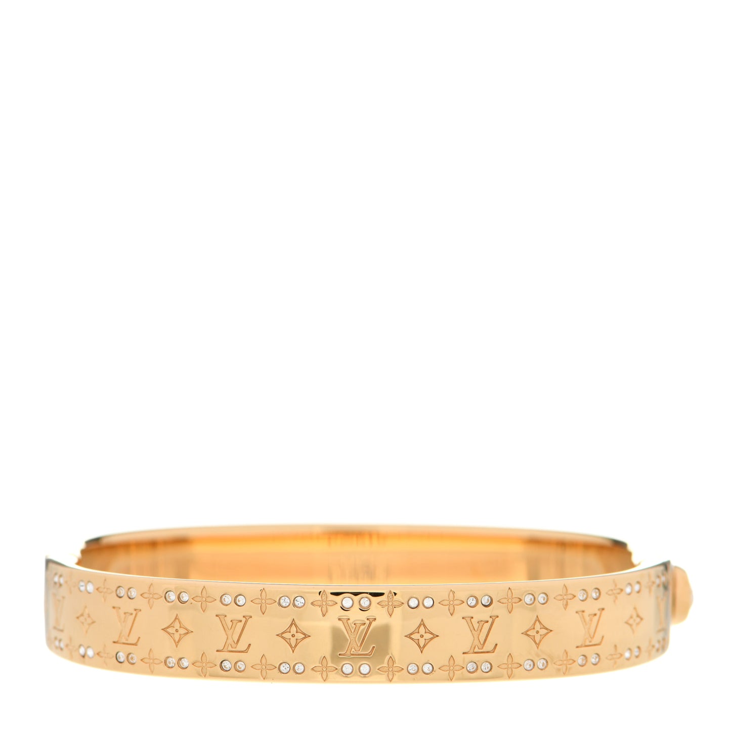 Brass Crystal Monogram Nanogram Strass Cuff S Gold