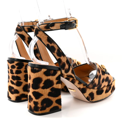 Gucci Calf Hair Leopard Print Horsebit 25/60mm Platform Sandals 37.5 Hazelnut Black 5 of 10