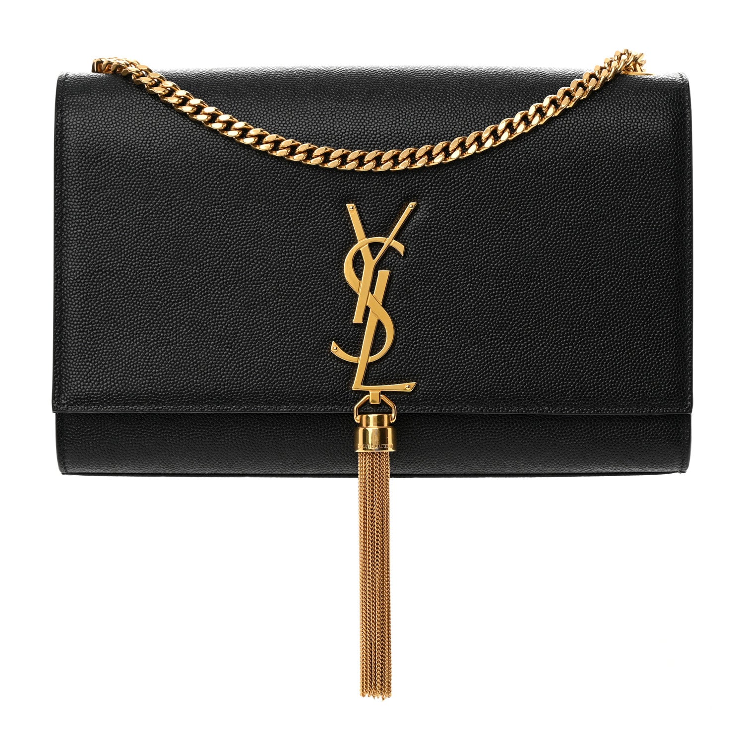 Saint Laurent Grain De Poudre Medium Classic Monogram Kate Tassel Satchel Black 1 of 14