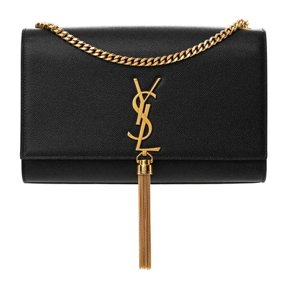 Saint Laurent Grain De Poudre Medium Classic Monogram Kate Tassel Satchel Black 1 of 14