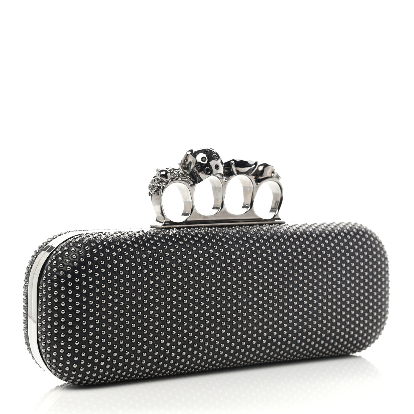 Nappa Studded Knucklebox Clutch Black