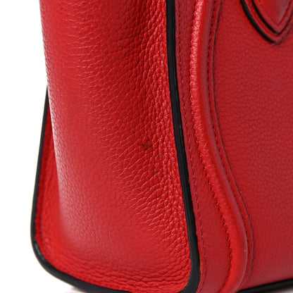 Celine Drummed Calfskin Nano Luggage Red 22 of 27