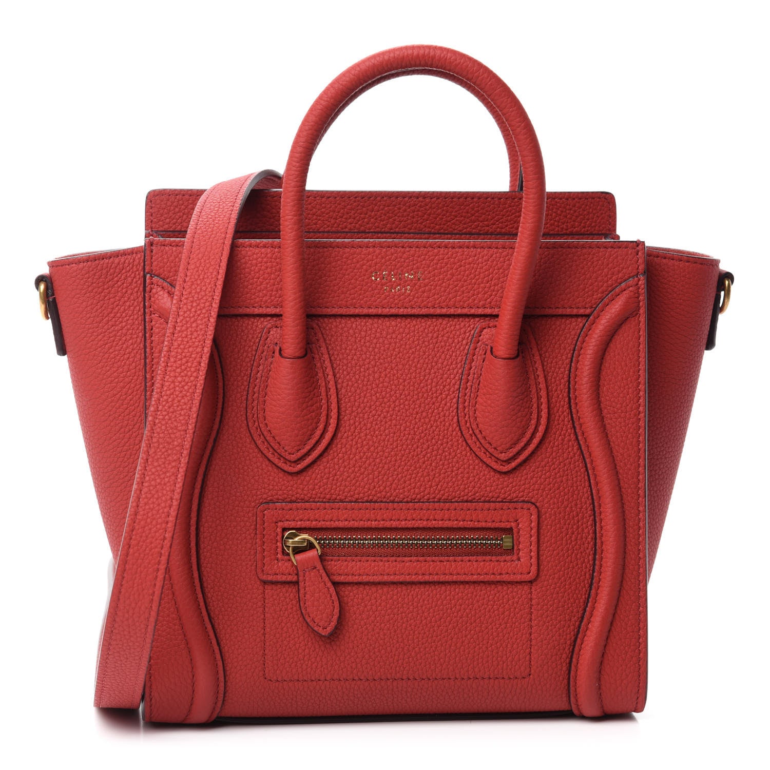 Celine Baby Grained Calfskin Nano Luggage Red 1 of 10