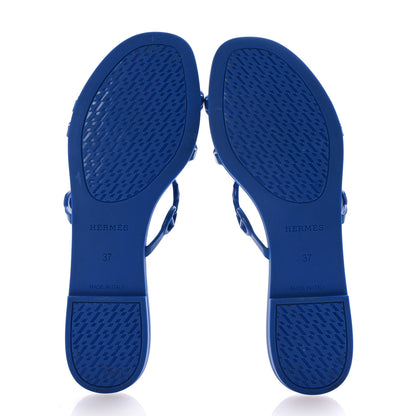 Hermes Rubber Chaine d'Ancre Rivage Sandals 37 Bleu Smalt 6 of 9