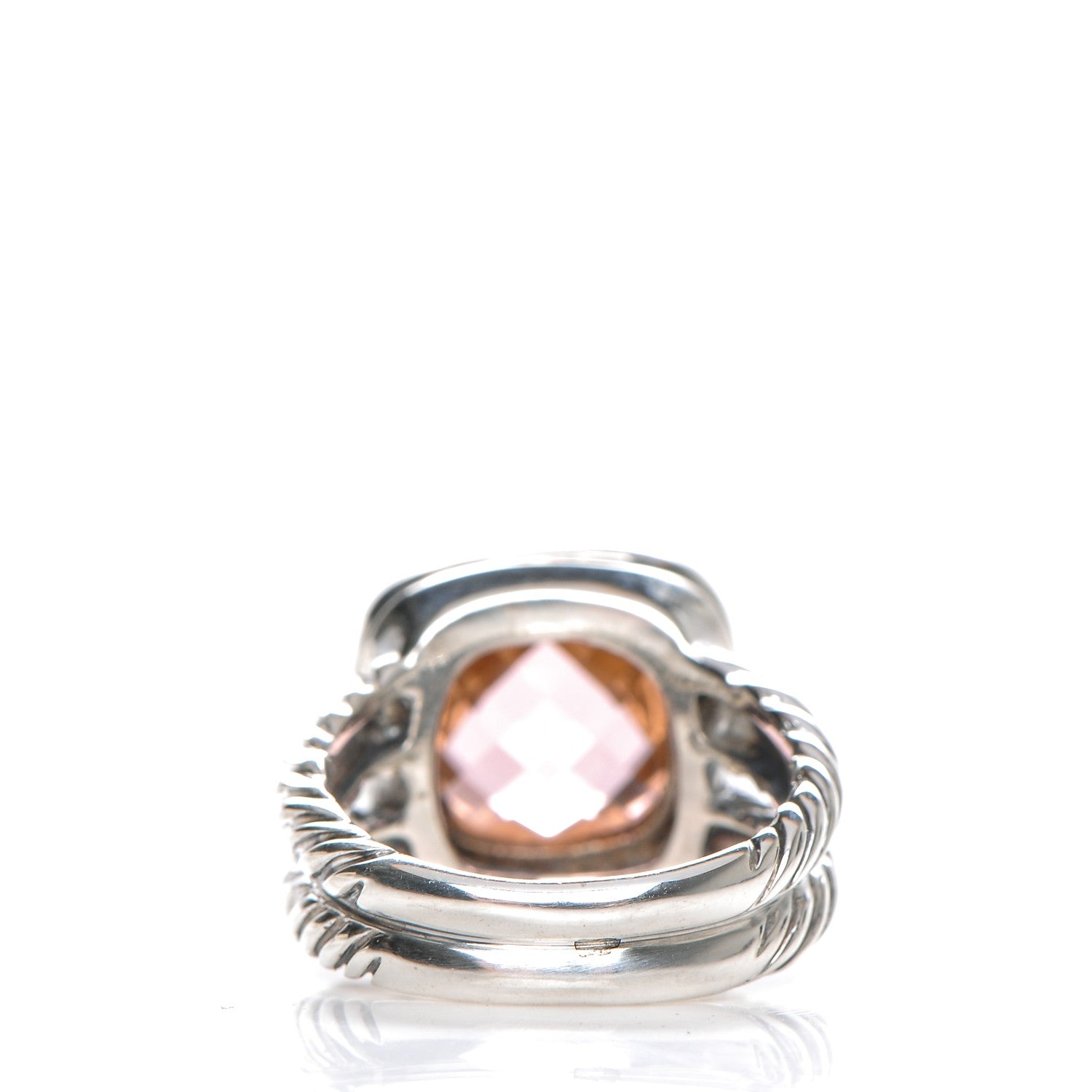David Yurman Sterling Silver Diamond Morganite 11mm Albion Ring 53 6.5 4 of 5