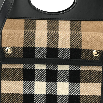 Burberry Smooth Calfskin Cashmere Check Mini Pocket Bag Black 7 of 9