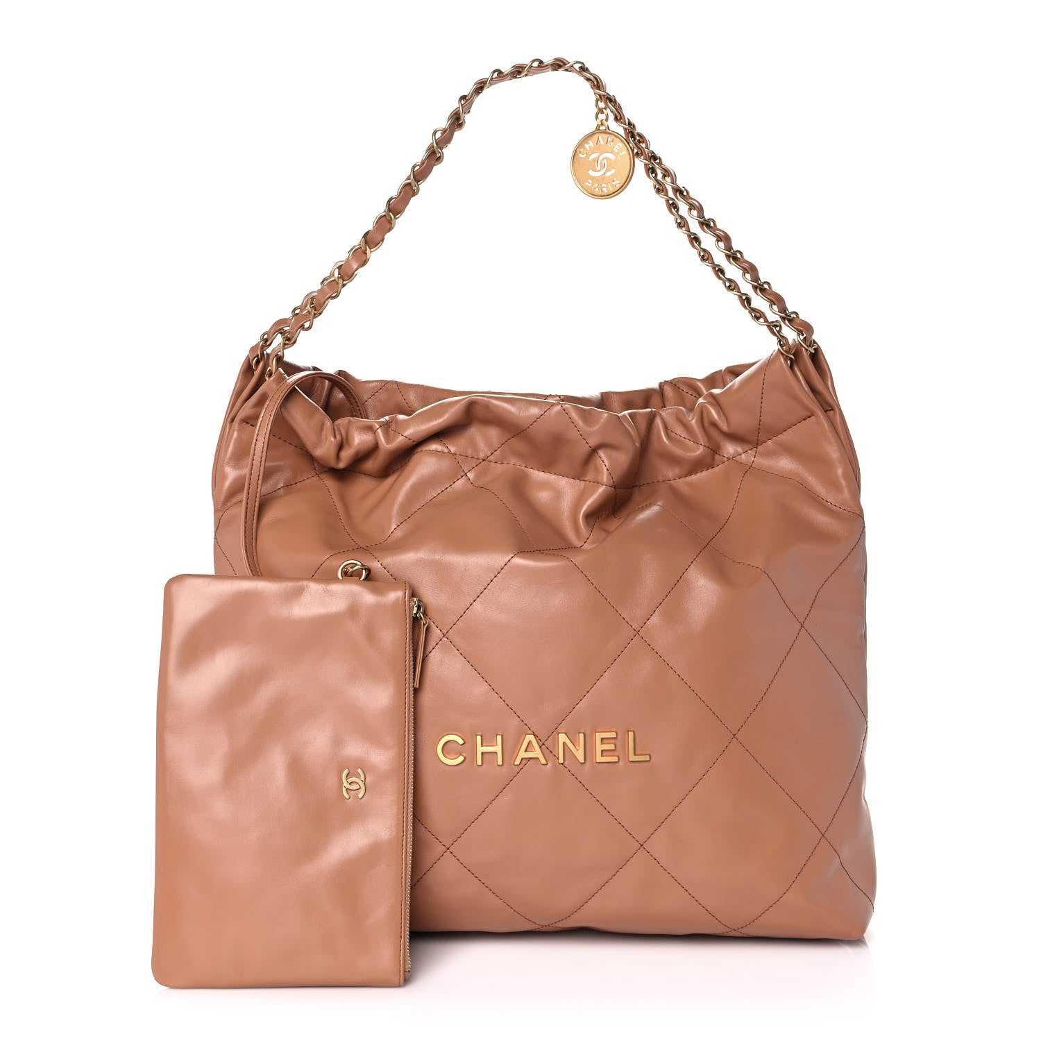 Chanel Shiny Calfskin Quilted Chanel 22 Camel 1 of 11